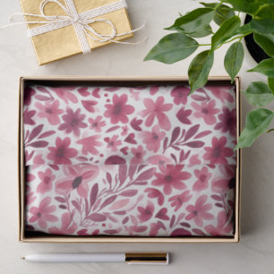 Cream Girly Pink Red Flowers Hearts Birthday Tissue Paper