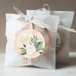 Cream Gold and Green Floral Wedding Classic Round Sticker<br><div class="desc">Wedding accent sticker features an elegant watercolor arrangement with a painted rose,  ranunculus flower,  and foliage in neutral shades of white,  cream,  blush pink,  gold and green. Perfect for a spring or summer event.</div>