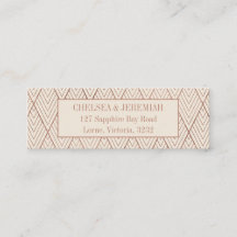 Cream Gold Art Deco Pattern Custom Address Card