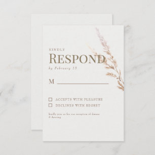Cream Gold Boho Text Wedding RSVP