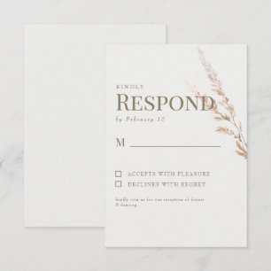 Cream Gold Boho Text Wedding RSVP Card
