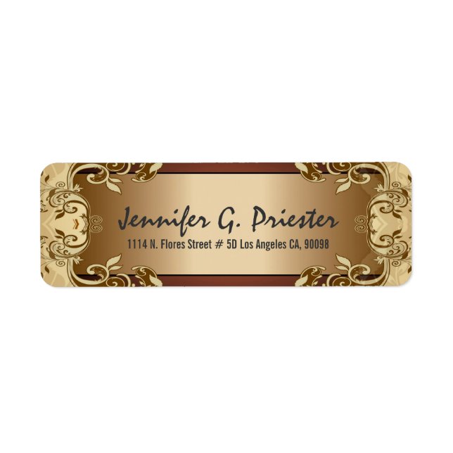 Cream Gold & Brown Vintage Floral Design (Front)