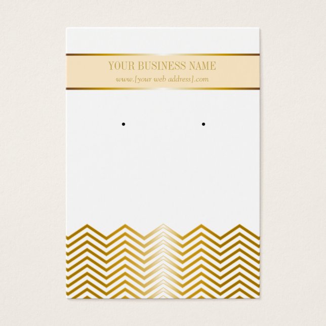 Cream Gold Chevron Custom Earring Card (Front)