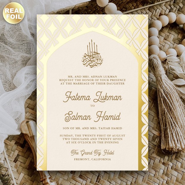 Cream Gold Diamonds Arch Muslim Wedding (Creator Uploaded)
