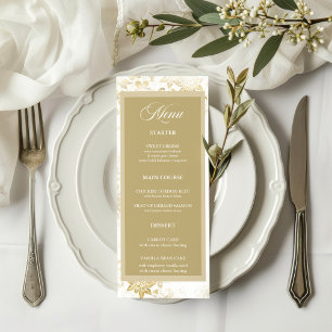 Cream & Gold Elegant Floral Wedding Menu