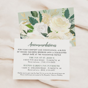 Cream Gold Floral Greenery Wedding Accommodations Enclosure Card