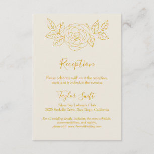 Cream & Gold Gilded Floral Reception Card