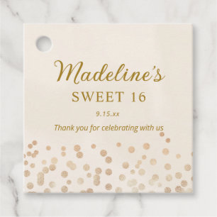 Cream Gold Glitter Sweet 16 Thank You Favour Tags
