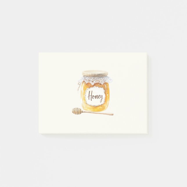 Cream Gold Honey Jar Nourishment Kitchen Post-it Notes (Front)