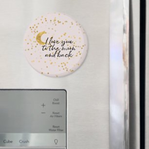 Cream Gold I love you to the moon confetti Magnet