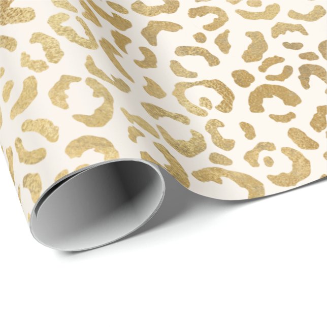  Cream Gold Leopard Print     Wrapping Paper (Roll Corner)