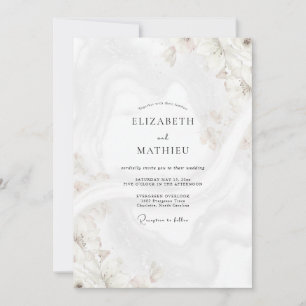 Cream Gold Marble Eucalyptus Wedding Invitation