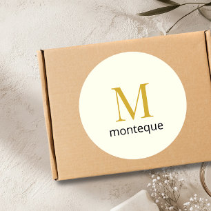 Cream Gold Monogram Personalised Name Luxury Gift  Classic Round Sticker