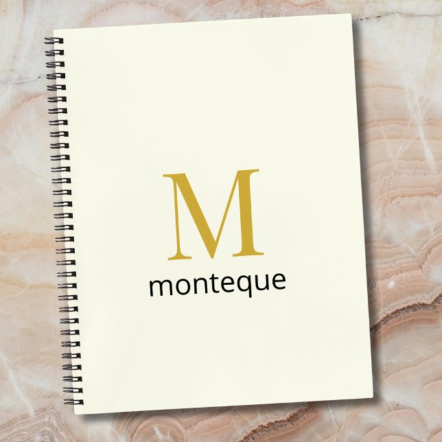 Cream Gold Monogram Personalised Name Luxury Gift  Notebook (Creator Uploaded)
