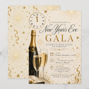Cream Gold New Year's Eve Party Invitation