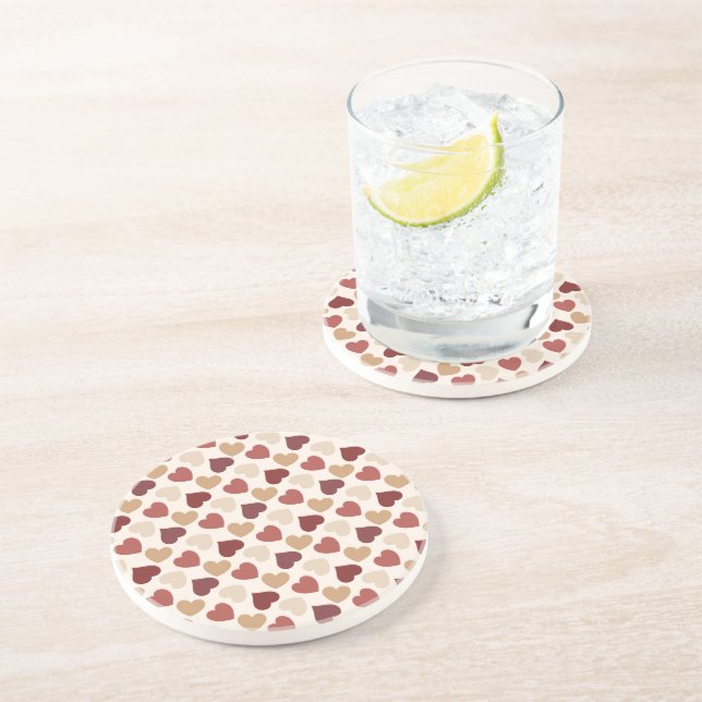 Cream Gold Red Hearts  Coaster (Side)