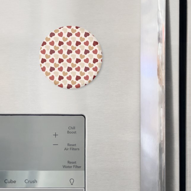 Cream Gold Red Hearts  Magnet (In Situ (Fridge))
