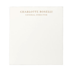 Cream Gold Serif Font Professional Name Position Notepad