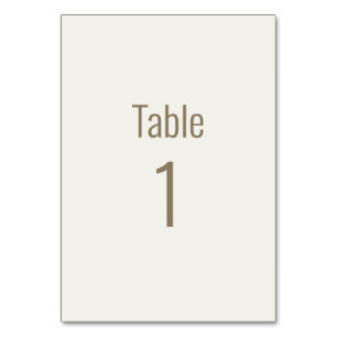 Cream Gold Text Wedding Table Number