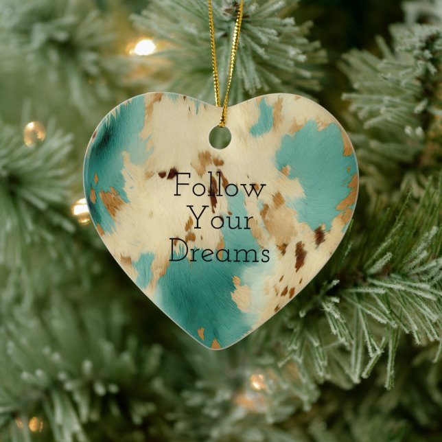 Cream Gold Turquoise Cowhide Animal  Ceramic Tree Decoration (Tree)