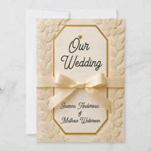 Cream & Gold Wedding Canvas Print – Ornate Frame W Invitation