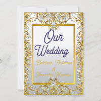 Cream & Gold Wedding Canvas Print – Ornate Frame W