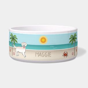 Cream Golden Retriever At A Tropical Summer Beach