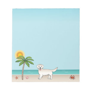 Cream Golden Retriever At A Tropical Summer Beach Notepad