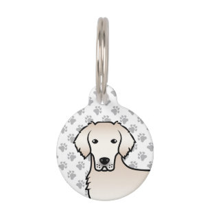 Cream Golden Retriever Dog's Head & Pet's Info Pet Tag