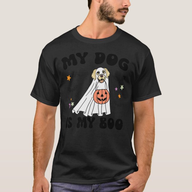 Cream Golden Retriever Is My Boo Dog Lover Hallowe T-Shirt (Front)