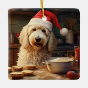 Cream Goldendoodle Christmas Cookies Holiday Ceramic Ornament