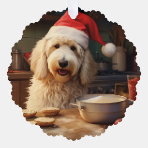 Cream Goldendoodle Christmas Cookies Holiday Tree Decoration Card