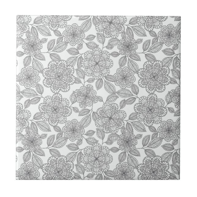 CREAM-GRAY-FLORAL TILE (Front)