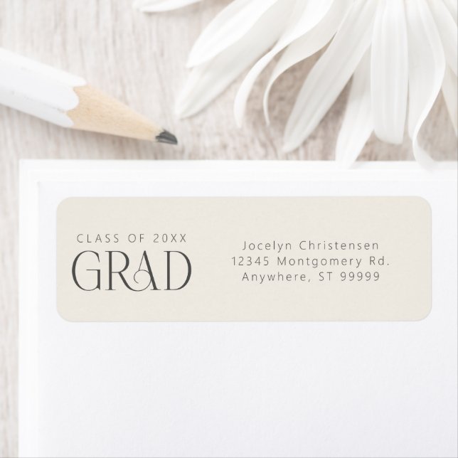 Cream Gray Grad Personalized Return Address (Insitu)