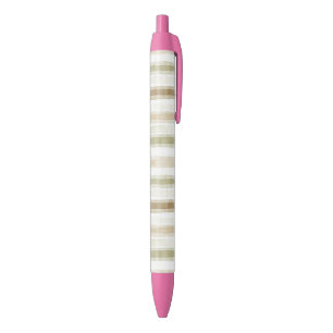 Cream Green Brown Stripes Black Ink Pen