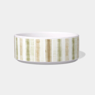 Cream Green Brown Stripes Bowl