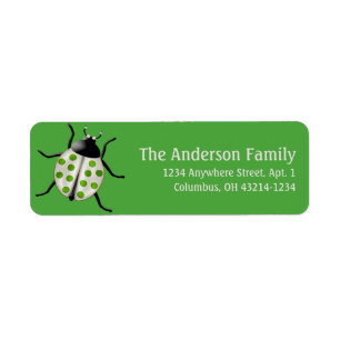 Cream & Green Ladybug d2 Cute Address Labels