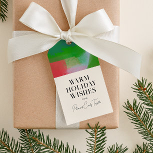 Cream Green Red Modern Art Abstract Holiday Gift Tags