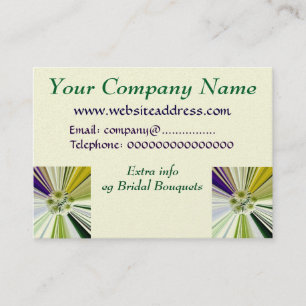 Cream Green Striped Flower Bouquet Business Card