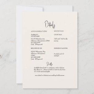 Cream Greenery Wedding Detail Invitation