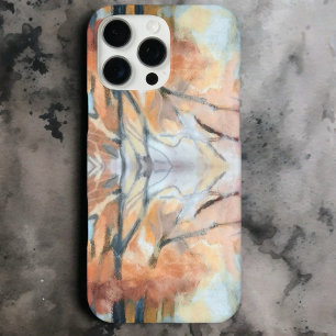 Cream grey orange beige brown abstract watercolor iPhone 16 pro max case