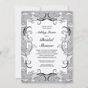 Cream Grey Victorian Bridal Shower Invitation