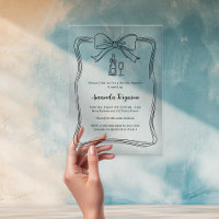 Cream hand bow doodle prosecco clear Bridal Shower