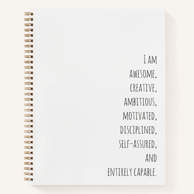Cream Handwritten Script Motivational Affirmations Notebook (Front)