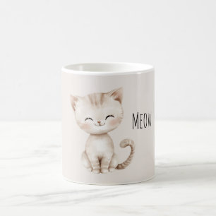 Cream Happy Cat Coffee Mug
