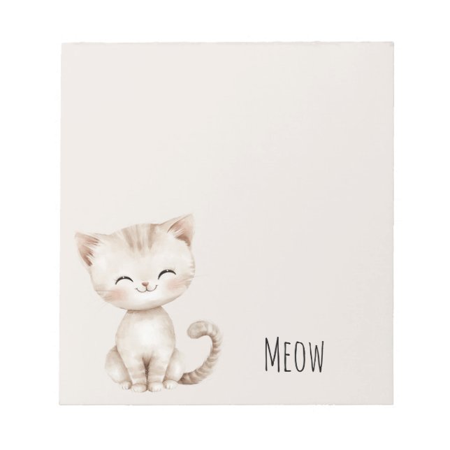 Cream Happy Cat Notepad (Front)