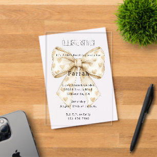 Cream Hearts Bow Birthday Acrylic Invitations