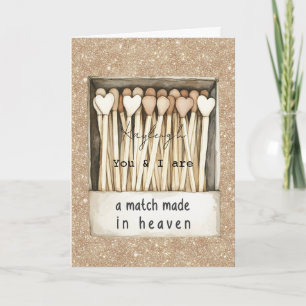 Cream Hearts Match Made in Heaven Gold Glitter Card