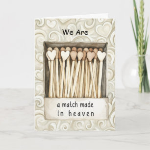 Cream Hearts Match Made in Heaven Gold Glitter Card