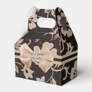 Cream Hibiscus Flowers on Brown 1 Favour Box